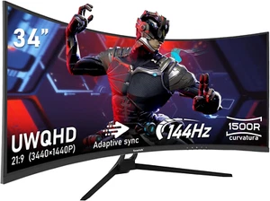 34 Inch Ultrawide Curved 144Hz Gaming Computer Monitor 1500R PC Screen 21:9 UWQH - Picture 1 of 12