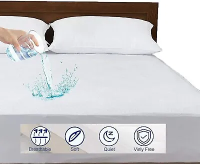 Luxury Extra Deep 30cm Waterproof Matress Protector Terry Towel Fitted Sheet  • 10.49£