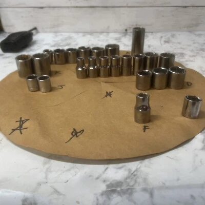 Craftsman Socket Lot - 24pcs- 3/8-1/2 Drives - 6pt-12pt - USA- Pic - Image 1 of 4