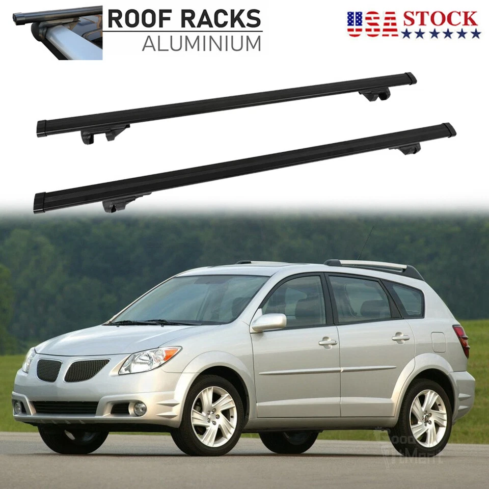 Черный багажник на крышу для Pontiac Vibe 02-08 54 дюйма с поперечными штангами багажник грузовой - Изображение 1 из 4