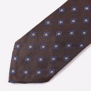 NWT $195 LUCIANO BARBERA Brown-Blue Diamond Jacquard Silk Tie Slim 2.5" Width - Picture 1 of 3