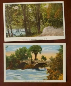 Zwei New Hampshire malerischer Bach/Brücke Vintage Postkarten - Bild 1 von 3