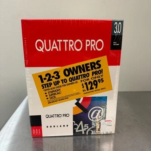 QUATTRO Pro Version 3.0 Big Box PC New / Sealed - MS DOS - Borland - 5.25" Disk - Picture 1 of 6