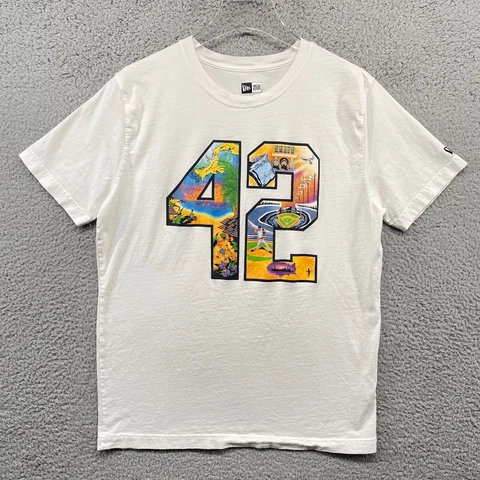 New Era Mariano Rivera Shirt Mens Medium/Large White MLB Baseball #42 NY Yankees Cover