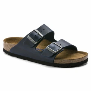 Birkenstock Arizona Fettleder Blau Weichbettung Sandalen Normales Fußbett