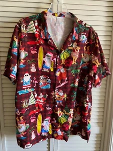 Camisa de Navidad para hombre Garment One Christmas Santa in Hawaii talla L nueva sin etiquetas - Imagen 1 de 5