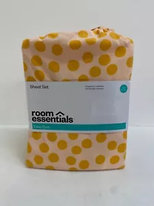 Easy Care Sheet 3pc Set Room Essentials Yellow Polka Dot Twin XL New - Picture 1 of 2