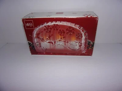 Mikasa Frosted Glass Santa's Folly 3 Votive Holder, Reindeer & Sleigh / New Foto 1 de 4