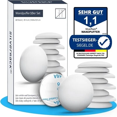 SilverRack® Türstopper Wand selbstklebend Weiß [10 Stück] - Wandpuffer - Bild 1 von 4