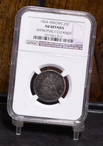 1854 Liberty Seated Quarter - NGC AU Details, Improperly Cleaned (#59364-L) - Picture 1 of 12