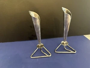 Hans Jensen Danish Modern Calla Lily Silverplate Candlesticks,,Pair - Picture 1 of 2