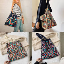 Bohemian Knitting Lady Aztec Tote Bag Female Chic Daily Handbag Crochet Casual