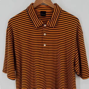 Dunning Golf Polo Shirt Mens XXL Orange Black Striped Short Sleeve Casual - Picture 1 of 5