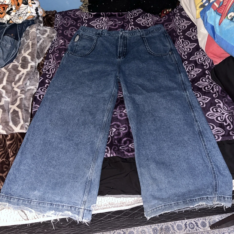 Calça jeans Jnco carga larga perna larga 42 cintura folgada estilo Y2K azul jeans - Imagem 1 de 4