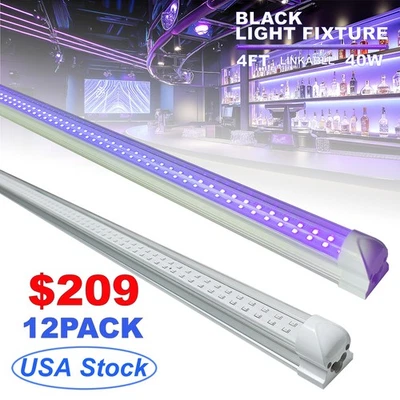 Lámpara de luz LED negra UV de 4 pies 40 W funciona muy bien con pinturas corporales UV y fluorescencia Foto 1 de 4