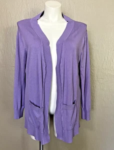 Zenana Outfitters Womens Plus Size Open Cardigan with Pockets Solid Purple 3X - Picture 1 of 7