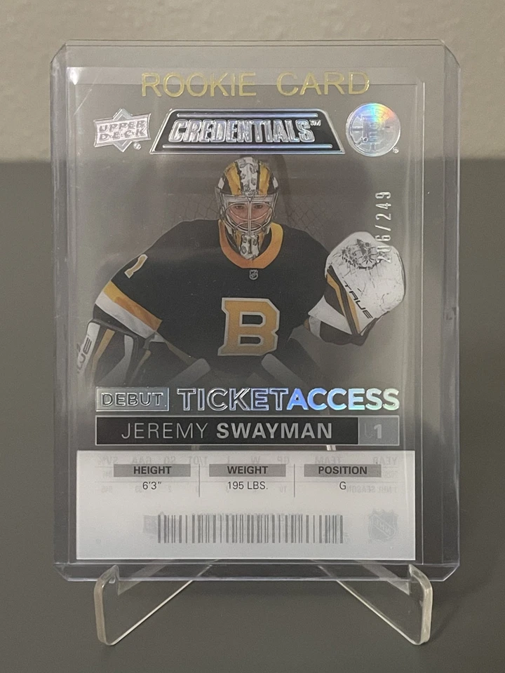 2021-22 UD Credentials Jeremy Swayman Debut Ticket Access Acetate DTA-JS /249 - Image 1 of 2
