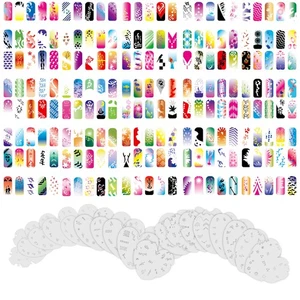 Set 14 320 Airbrush Nail Art STENCIL DESIGNS 20 Heart Template Sheets Kit Paint - Picture 1 of 5