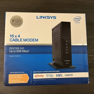 Linksys Cable Modem Model CM3016 DOCSIS 3.0 - Image 1 of 4