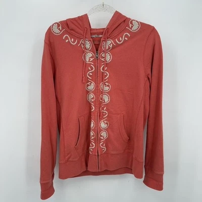 Sudadera con Capucha Lucky Brand Para Mujer Talla M Roja Bordada Cremallera Sudadera Boho Y2K Western Foto 1 de 4