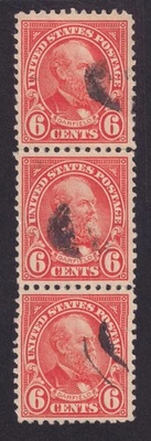 US 638 6c org. ROT. GARFIELD UVF VT STRIP OF 3 FROM 1927 - EBB1 P6 - Image 1 of 2