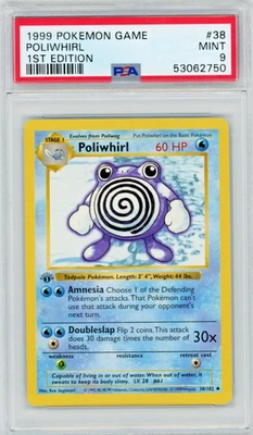 1999 Pokemon Base Set Poliwhirl 38/102 1st Edition Shadowless PSA 9 - Image 1 of 2