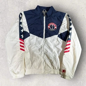 Washington Wizards Starter Black Label NBA USA Windbreaker Jacket Size L *FLAW - Picture 1 of 15