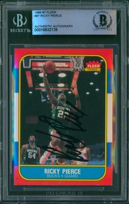 1986-87 Fleer RICKY PIERCE VIntage Signed Card #87 Slabbed Auto Bucks SP BAS - Image 1 of 2
