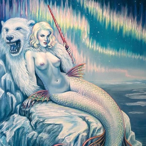 Impresión de arte de sirena, pastel, vintage, IMPRESIÓN DE BELLAS ARTES póster de decoración de pared, pintura - Imagen 1 de 3