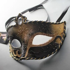 Black Venetian Masquerade Mask Party Prom Mardi Gras Halloween Costume Dancing - Picture 1 of 3