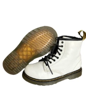 Toddler 1460 White Leather Zip Up Lace Up Doc Martens Boots - Picture 1 of 10