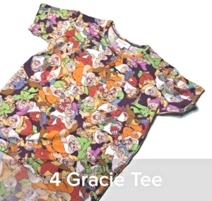 NWT LuLaRoe Disney Kids' GRACIE TEE Size 4 SEVEN DWARFS Purple UNICORN - Picture 1 of 3