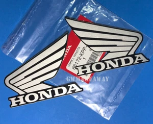 Honda Logo Sticker Wing Decals Cbr 150 250 300 600 900 1000 Cb Silver Black 90MM - Picture 1 of 2