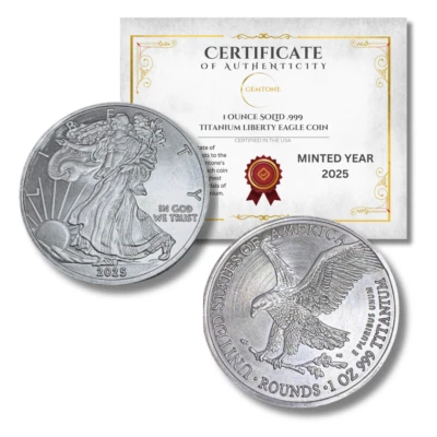 Moneda American Eagle Liberty Walking 2025 onza Troy oz .999 titanio puro redonda Foto 1 de 4