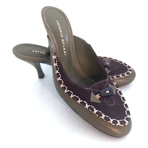 Antonio Melani 6,5 Slipper Low Heel Pantoletten Dharma Grün Braun Western - Bild 1 von 11