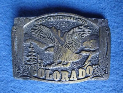 Vintage Colorado State Centennial Belt Buckle 1876-1976 Rocky Mountain Eagle~USA - Image 1 of 2
