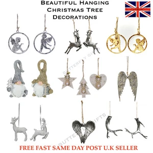 Christmas Tree Hanging Decorations Assorted Silver Gold Decorations Exclusive - Picture 1 of 28