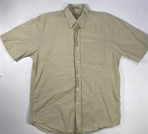 Cutter And Buck Mens Shirt Size L Short Sleeves Plaid Yellowish Tan Button Up - Picture 1 of 11