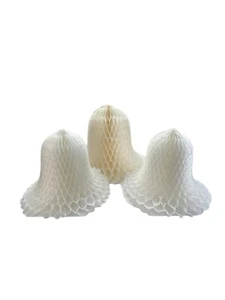 Vintage Tissue Paper Honeycomb Wedding Bell Decorations Set of 3 Bridal Shower - Picture 1 of 24