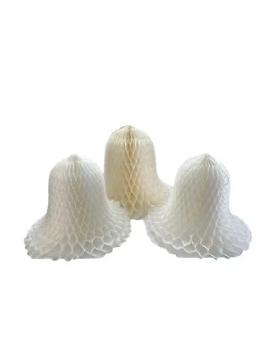 Juego de 3 decoraciones de campana de boda de panal de papel de seda vintage para ducha nupcial Foto 1 de 4