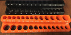 Olsa Tools magnetic socket holder 1/4" drive Orange Black Metric SAE 2-pc.  set