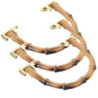  3 Pcs Metal Bamboo Wood Handbag Straw Purse Handles Supplies