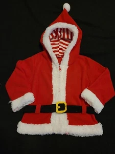 Kids Red Fleece Zip Front Hooded Christmas 🎄 Jacket Sz 1-2 Years-NEW - Picture 1 of 5