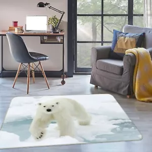 3D Polar Bear Glacier C246 Animal Non Slip Rug Mat Round Elegant Carpet Zoe - Picture 1 of 5