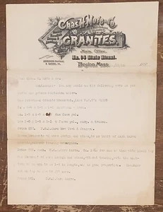 1888 Letterhead Boston Massachusetts Chas H More and Co Granites - Picture 1 of 1