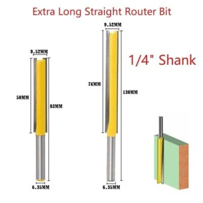 1/4" 6.35mm Shank 2 Flute Blade Extra Long Straight Router Bit Milling Cutter - image 1 of 4