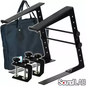 Soundlab Height & Width Adjustable DJ Laptop Stand Computer Table Clamps + Case - Picture 1 of 4