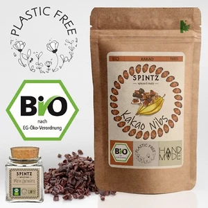 1000g Bio Kakaonibs - Kakao Nibs roh, gebrochene Kakaobohne + Gewürzglas - Bild 1 von 7