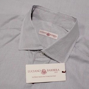 Luciano Barbera NWD Casual Button Down Shirt Size M in White/Gray/Red Cotton - Picture 1 of 12