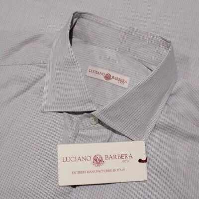 Camisa informal con botones Luciano Barbera nueva con etiquetas talla M en algodón blanco/gris/rojo Foto 1 de 4